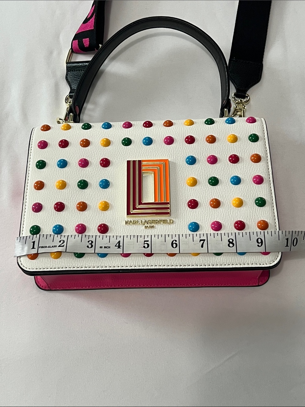 Karl Lagerfeld Paris Simone Rainbow Studded Crossbody - Picture 9 of 14